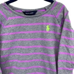 Ralph Lauren Kids Girls Size 5 Gray Purple Striped Long Sleeve Top